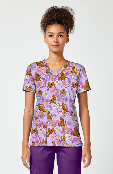 Women's Mystery Garden Scooby-Doo Print Scrub Top | Cherokee Uniforms