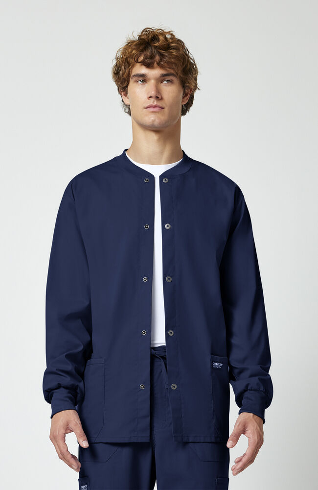 Quu　0728ー Men's Snap Front Warm-Up Solid Scrub Jacket – Cherokee Uniforms