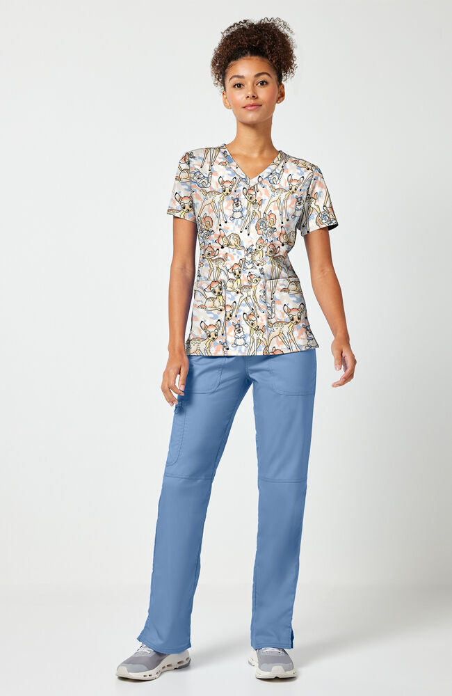 Women's Bambi Fawn Over Me Print Scrub Top | Cherokee Uniforms