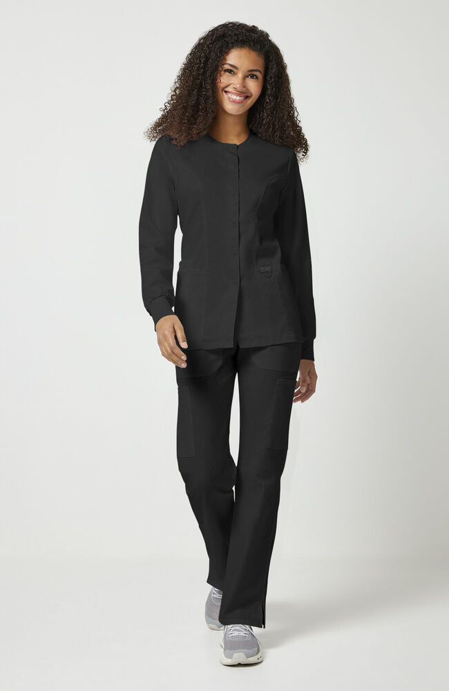 Women's Snap Front Crew Neck Scrub Jacket | Cherokee – Cherokee
