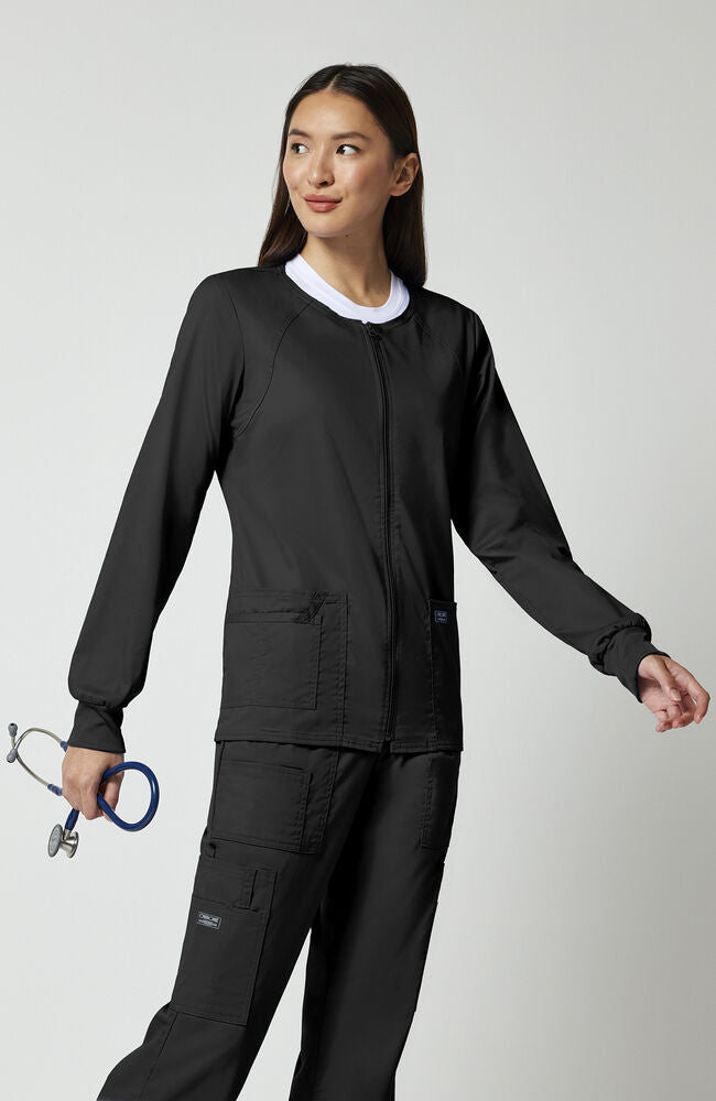 クッキー　スプリング　コスチューム Women's Zip Front Warm Up Solid Scrub Jacket | Cherokee Uniforms