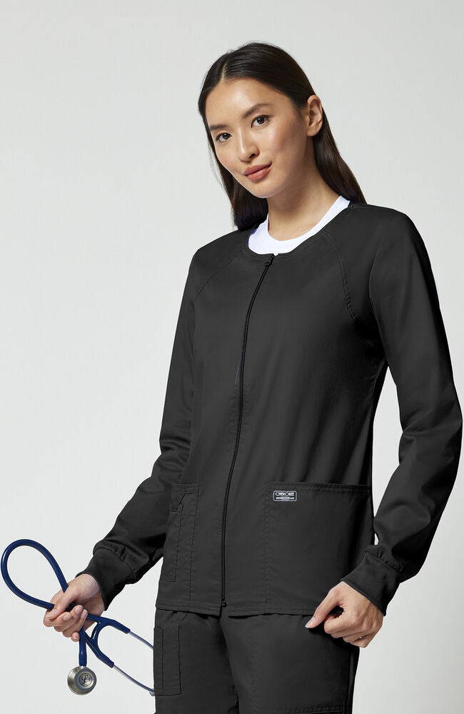 Women's Zip Front Warm Up Solid Scrub Jacket | Cherokee Uniforms