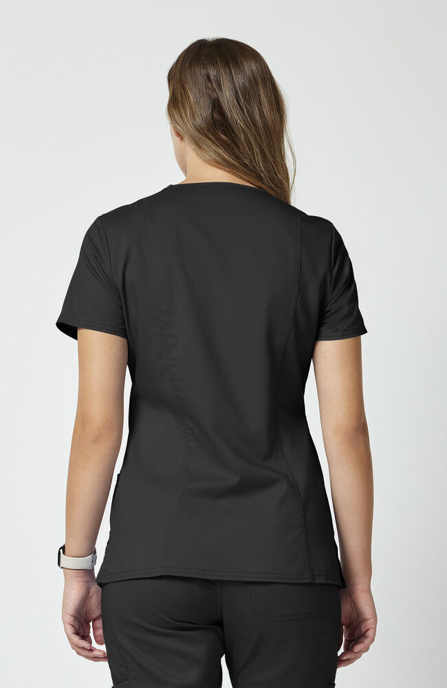 Women's Shaped 3-Pocket Mock Wrap Scrub Top | Cherokee – Cherokee