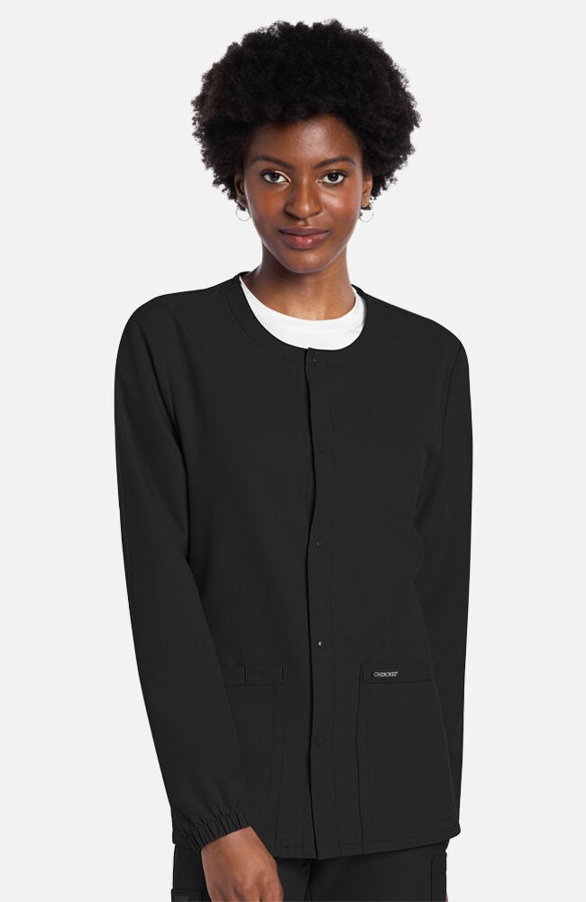 Unisex Snap-Front Crew Neck Scrub Jacket | Cherokee Uniforms