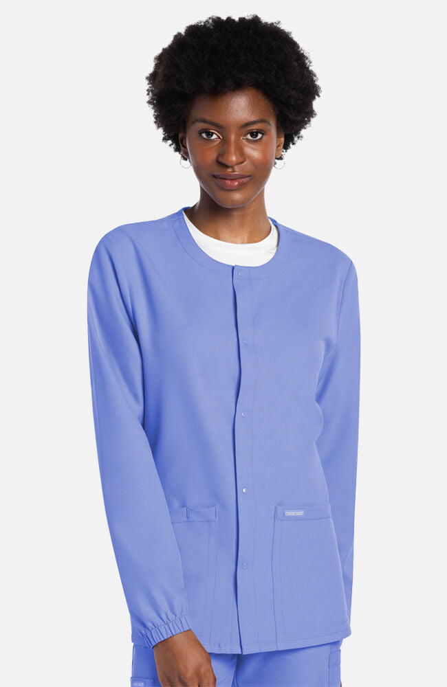 Unisex Snap-Front Crew Neck Scrub Jacket | Cherokee Uniforms