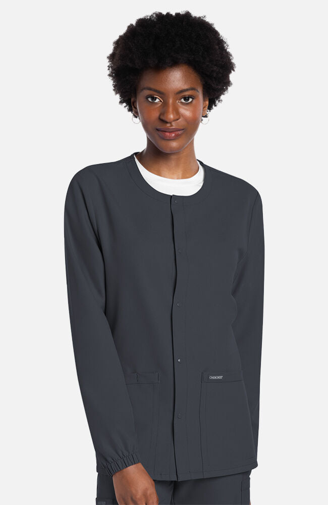 Unisex Snap-Front Crew Neck Scrub Jacket | Cherokee Uniforms