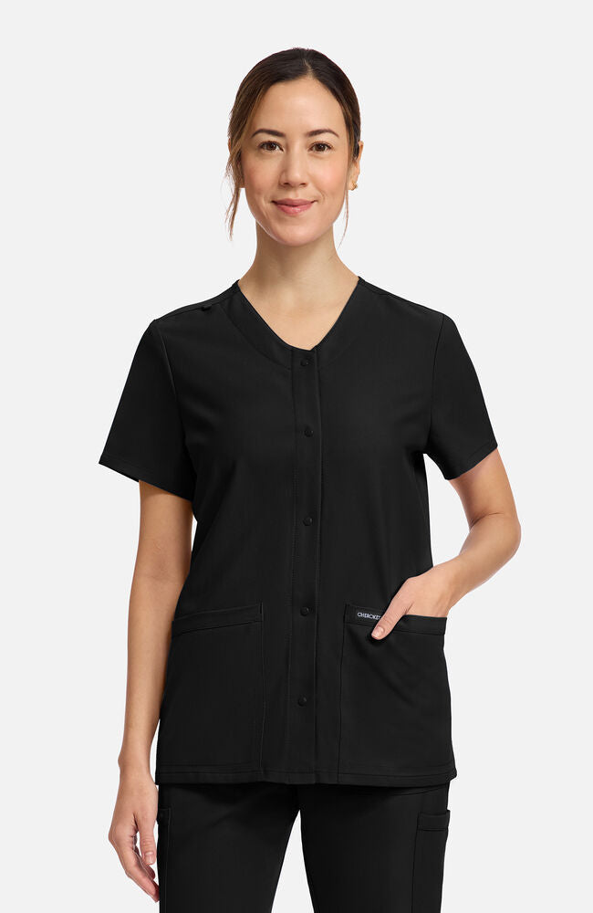 Women's 2-Pocket Snap Front V-Neck Scrub Top | Cherokee Uniforms