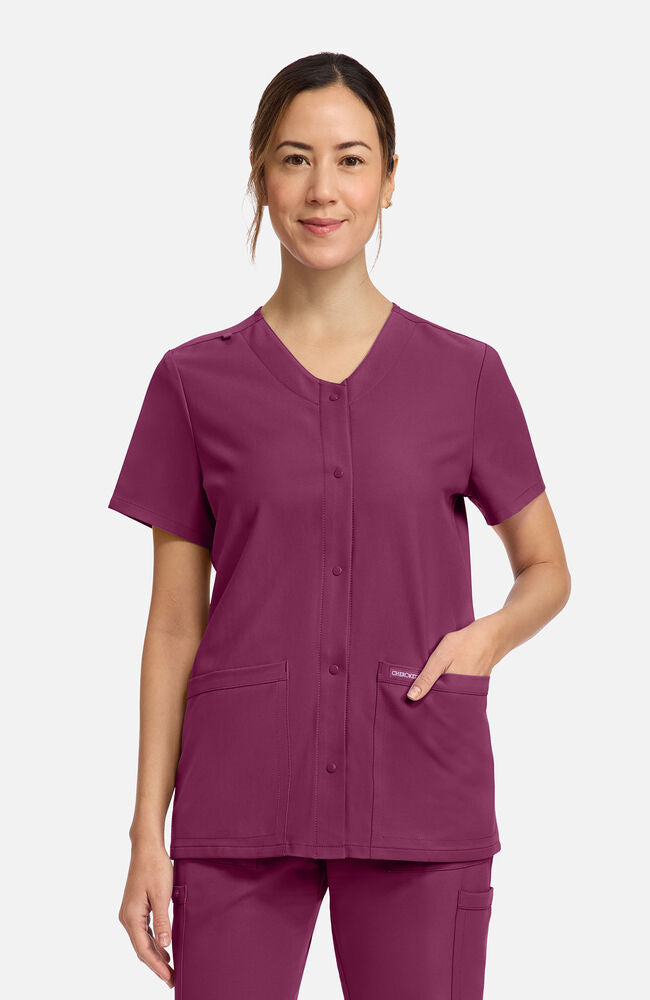 Women's 2-Pocket Snap Front V-Neck Scrub Top | Cherokee Uniforms