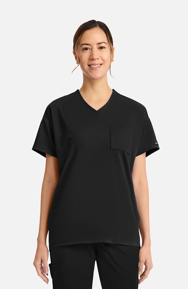 トップス UNEVENNESS CHECK TUNIC TOP Women's V-Neck Tunic Scrub Top | Cherokee Uniforms