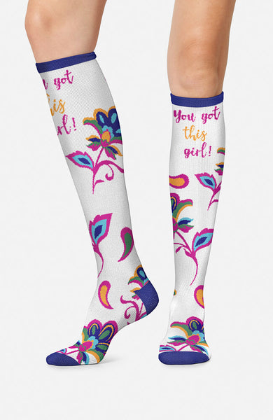 Women's Knee High 10-15 mmHg Print Support Sock | Cherokee