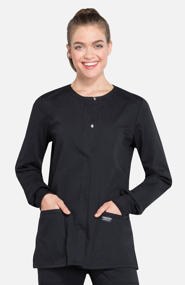 Women's Snap Front Warm-Up Solid Scrub Jacket – Cherokee Uniforms