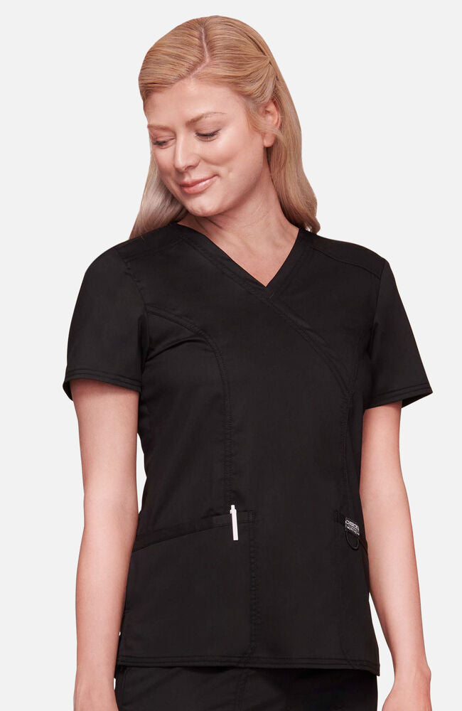 Women's Mock Wrap Princess Seam Solid Scrub Top | Cherokee Uniforms