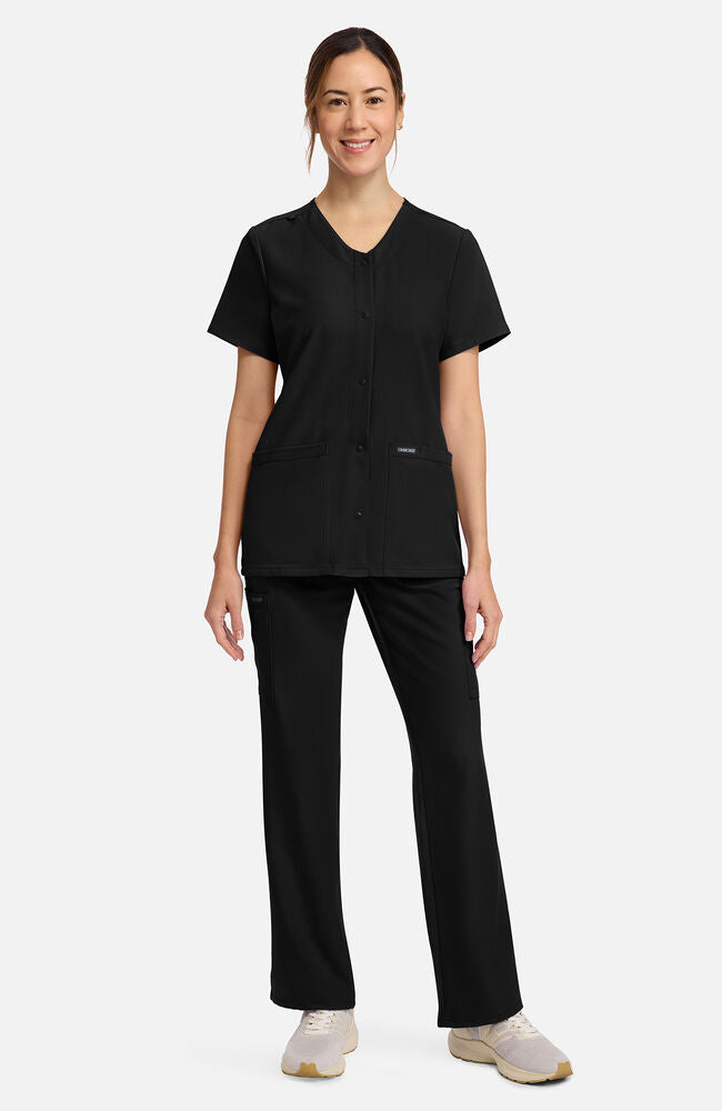 Women's 2-Pocket Snap Front V-Neck Scrub Top | Cherokee Uniforms