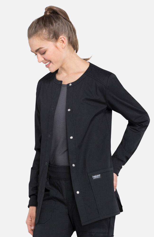 Women's Snap Front Warm-Up Solid Scrub Jacket – Cherokee Uniforms