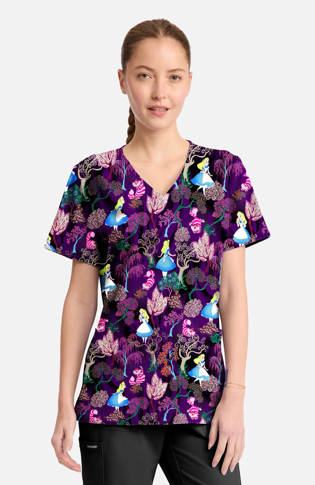 Women's Alice Here And Everywhere Print Scrub Top | Cherokee Uniforms