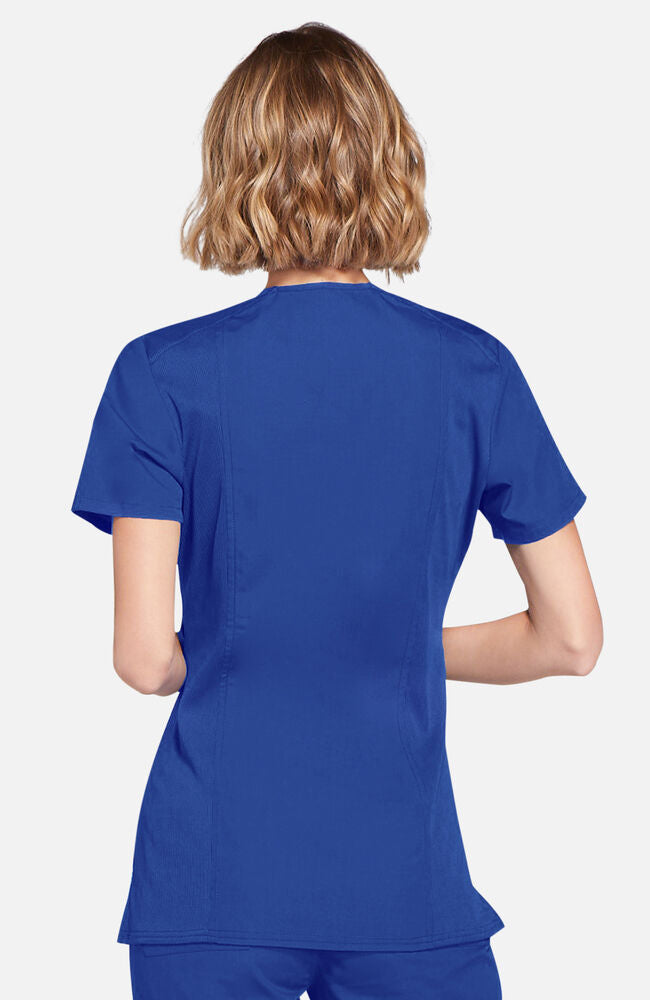 Women's Mock Wrap Knit Panel Solid Scrub Top | Cherokee Uniforms