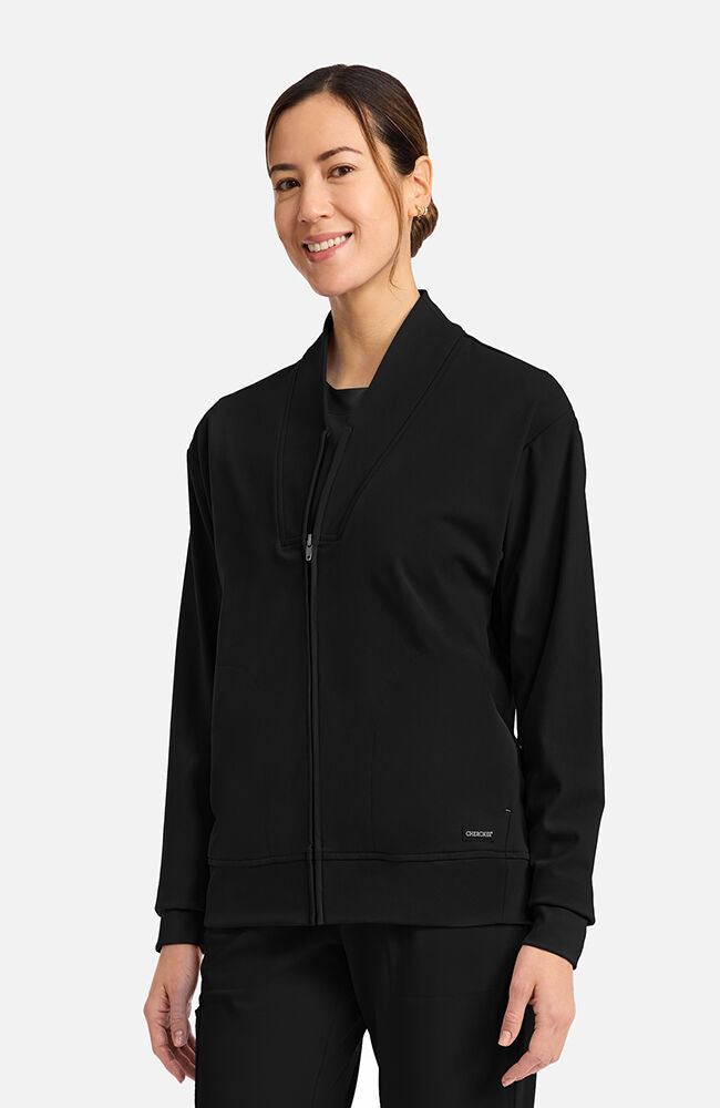 kellyシャープアイ　ダークアーツ Women's 2-Pocket Shawl Collar Warm Up Scrub Jacket | Cherokee