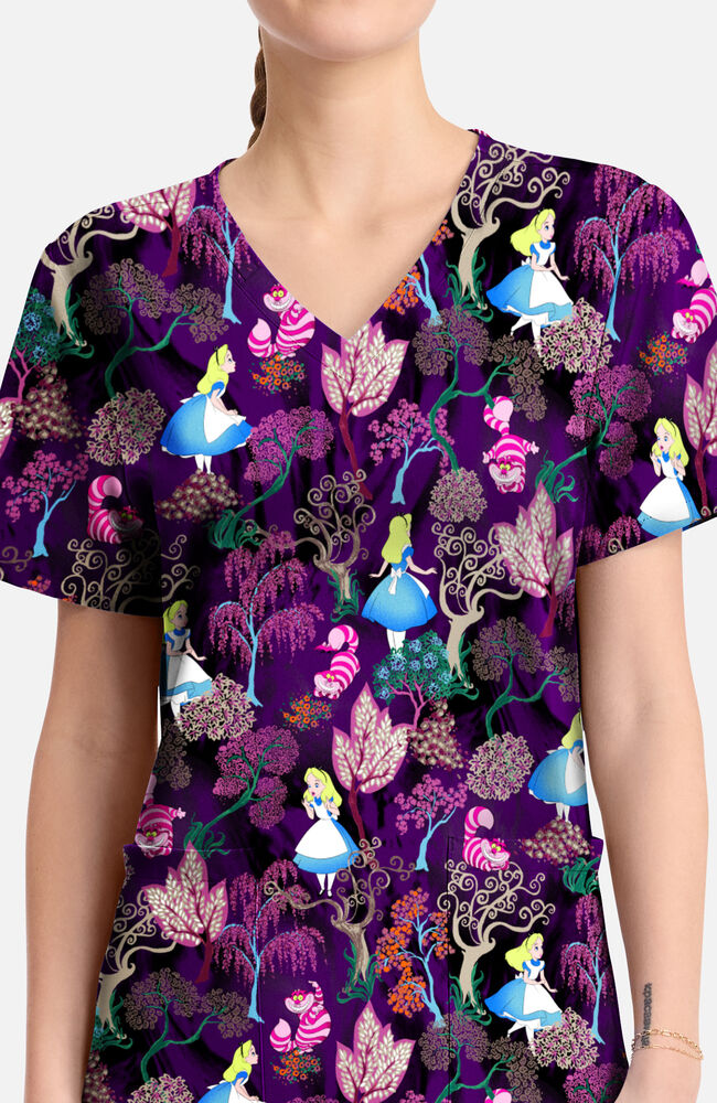 Women's Alice Here And Everywhere Print Scrub Top | Cherokee Uniforms