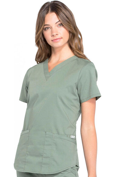 Professionals by Cherokee Workwear Women's V-Neck Solid Scrub Top Clearance