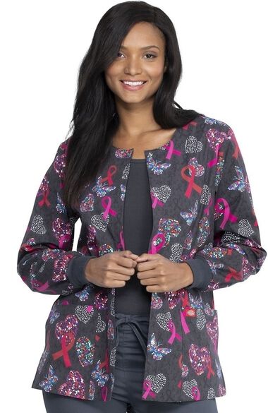 EDS Signature by Dickies Women's Snap Front Speck-Tacular Love Print Scrub  Jacke